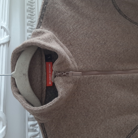 Women's Carve Designs Fitted Activewear Brown Fleece Half Zipper Sweatshirt SZ L - Picture 2 of 9